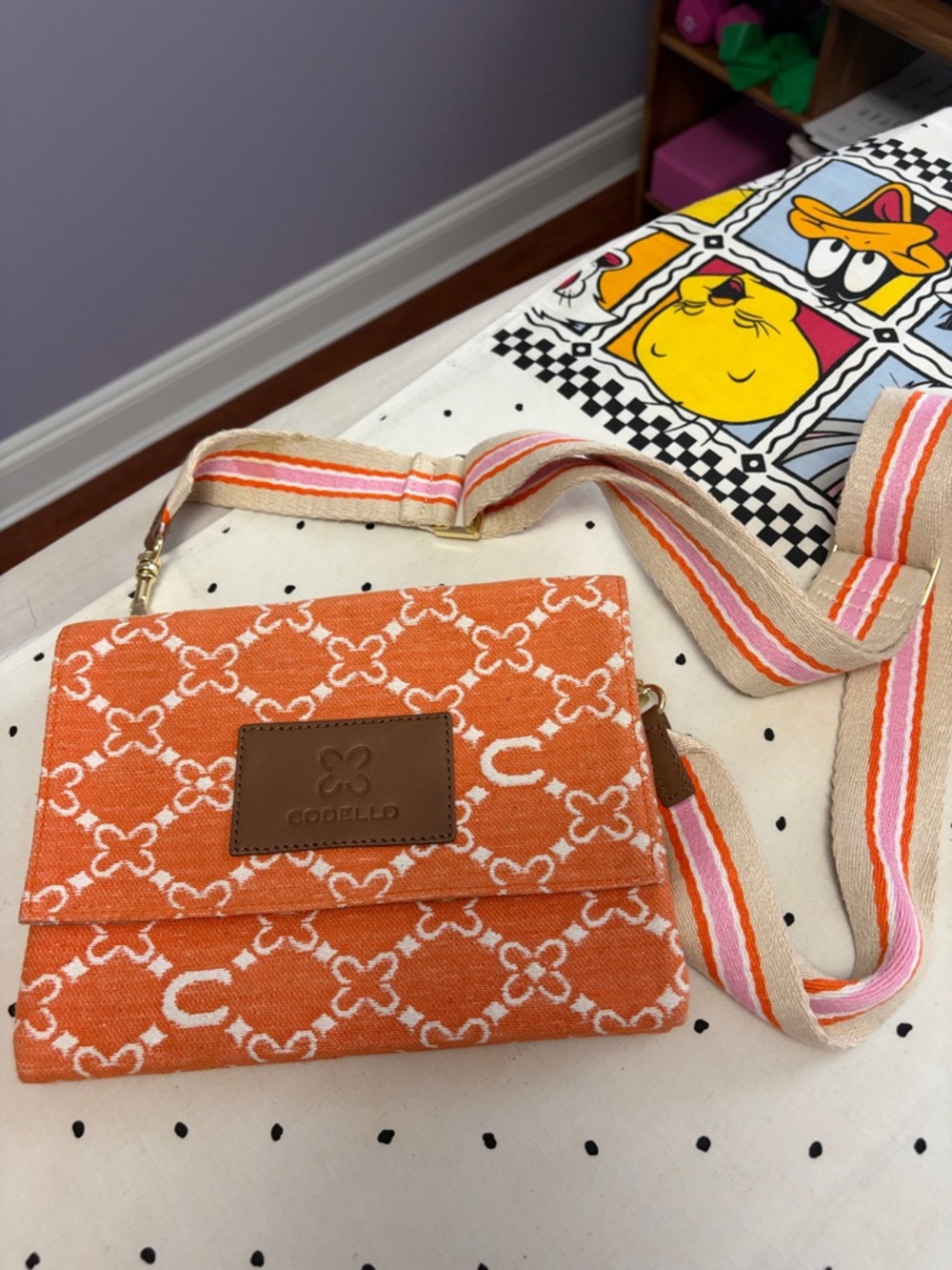 Codello Orange Patterned Crossbody Bag from Italy